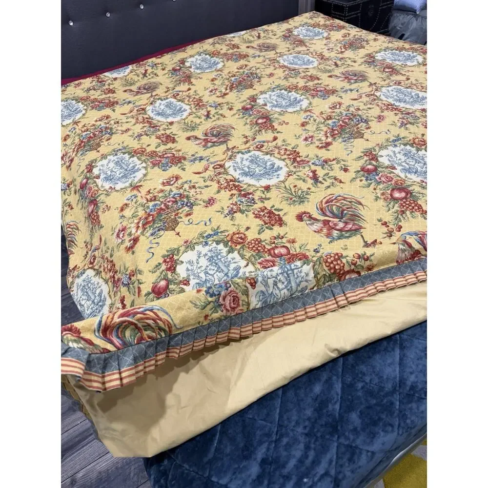 VTG Jane Wilner Rooster French Cottage Toile 7 Piece Duvet Set Shams King